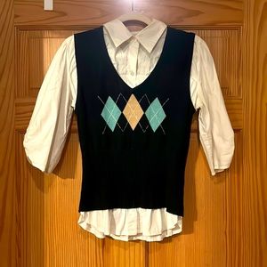 Sweater Vest | Attached Dress Shirt